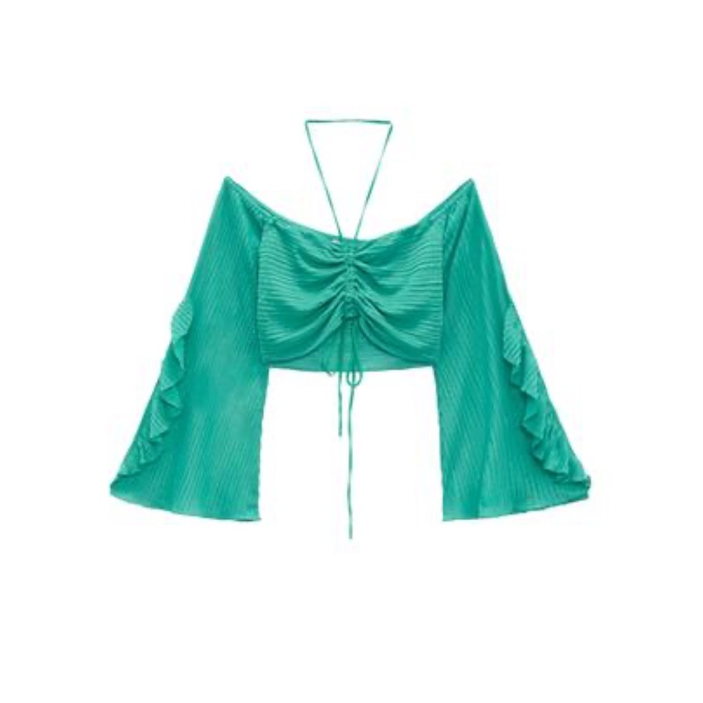 Zara Teal Ruched Blouse